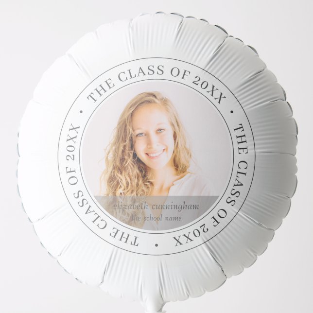 Graduate Class of 20XX Simple Modern Custom Photo Balloon (Front)