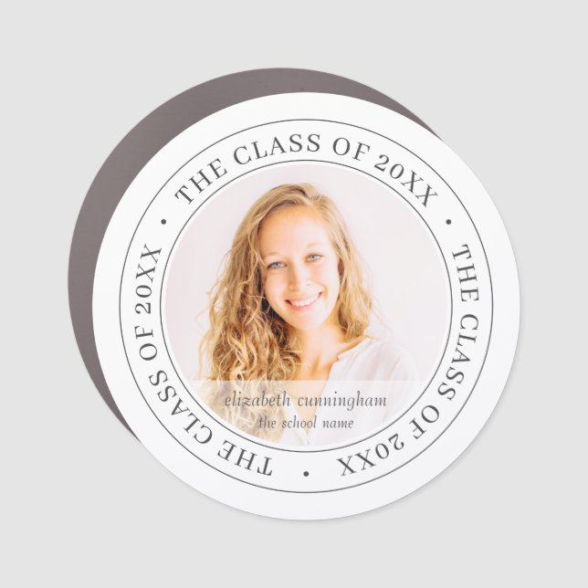 Graduate Class of 20XX Simple Modern Custom Photo Car Magnet (Front)
