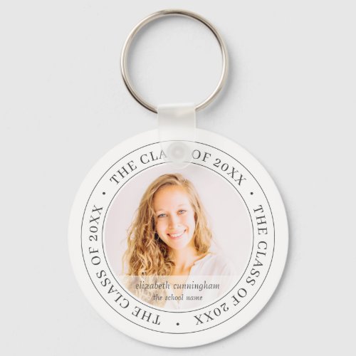 Graduate Class of 20XX Simple Modern Custom Photo Keychain