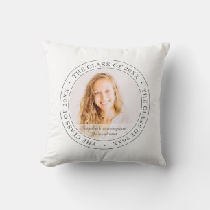Graduate Class of 20XX Simple Modern Custom Photo Throw Pillow