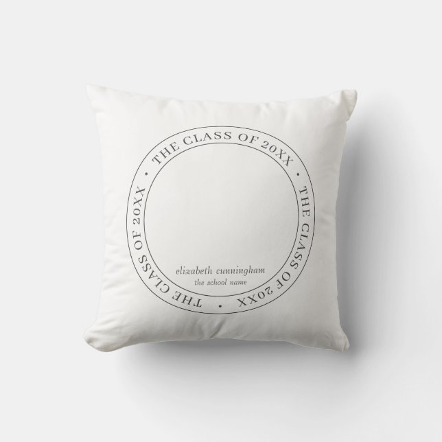 Graduate Class of 20XX Simple Modern Custom Photo Throw Pillow (Front)