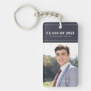 Graduate Class of 20XX Stitch Photo Graduation Keychain