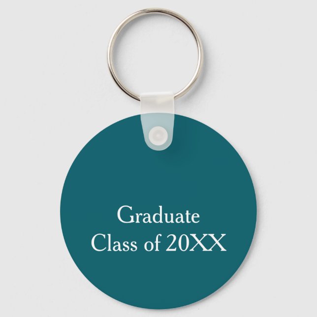 Graduate class of 20XX turquoise congrats yearname Keychain (Front)