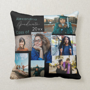 Graduate Class of Custom Photo Collage Throw Pillow