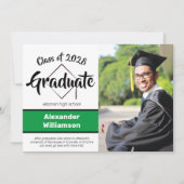 Graduate Class of Green Black Photo Graduation Announcement (Front)