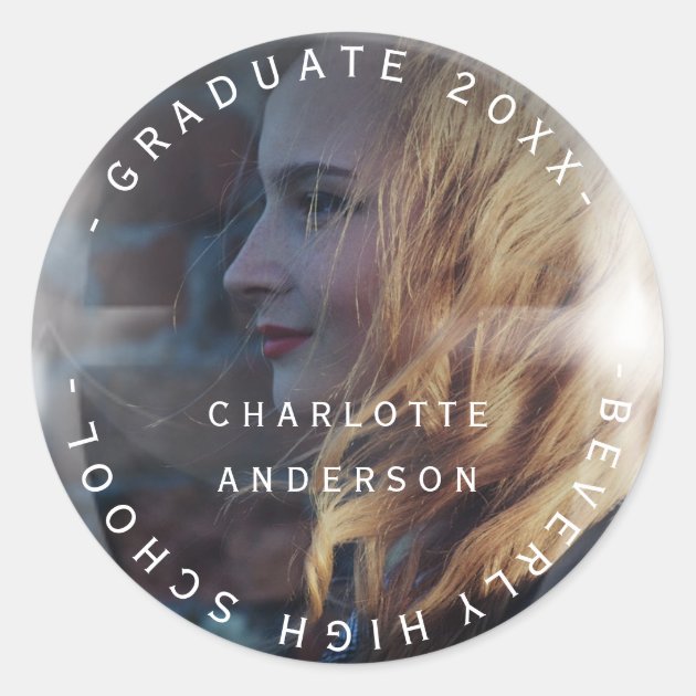 Graduate Class Of Name Custom Photo Bubble Classic Round Sticker