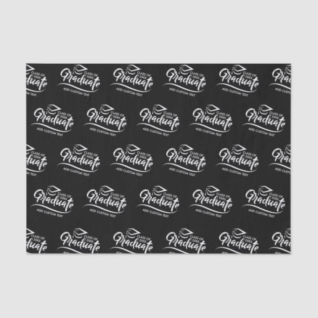 Graduate Class Year Black White Custom Graduation Tissue Paper (Front)