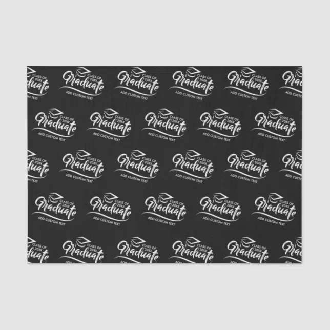 Graduate Class Year Black White Custom Graduation Tissue Paper | Zazzle