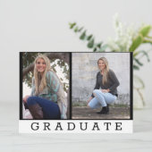 Graduate Classic Black Add Two Photos Custom Announcement (Standing Front)