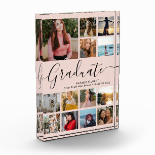 Graduate Collage Graduation Pink Black Photo Block