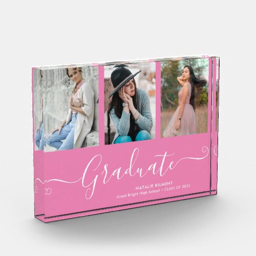Graduate Collage Graduation Pink Photo Block