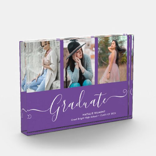 Graduate Collage Graduation Purple Photo Block