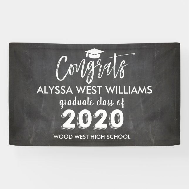 Graduate Congrats 2020 Chalkboard Graduation Banner (Horizontal)