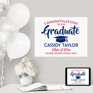 Graduate Congrats Red, White and Blue Graduation Poster