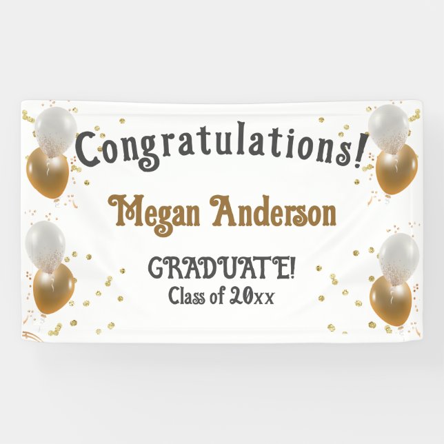 Graduate Congratulations Banner With Name (Horizontal)
