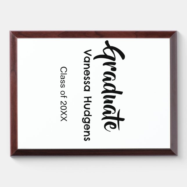 Graduate congratulations name date year class univ award plaque (Horizontal)