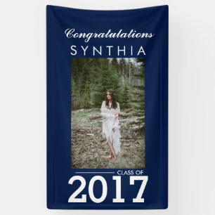 Graduate Congratulations Navy Blue Photo Yard Sign