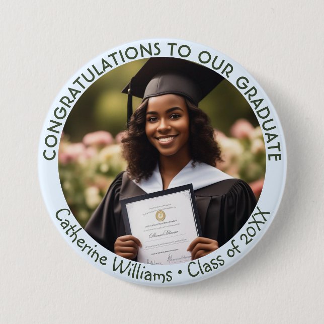Graduate Congratulations Photo Graduation Keepsake Button (Front)