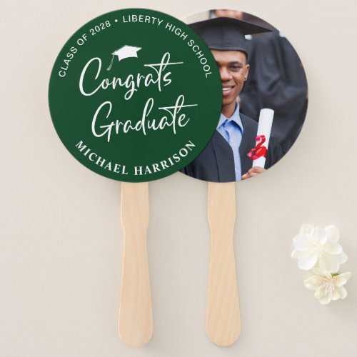 Graduate Congratulations Photo Green Hand Fan