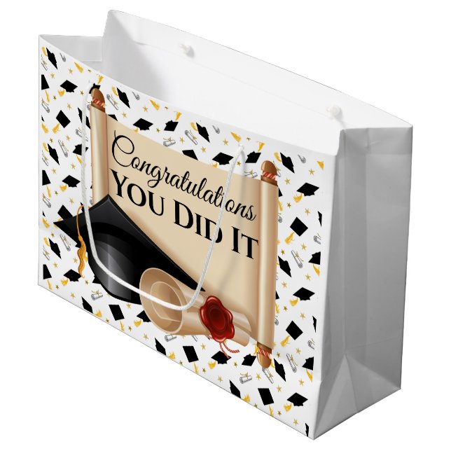 Graduate Congratulations You Did It Large Gift Bag (Front Angled)