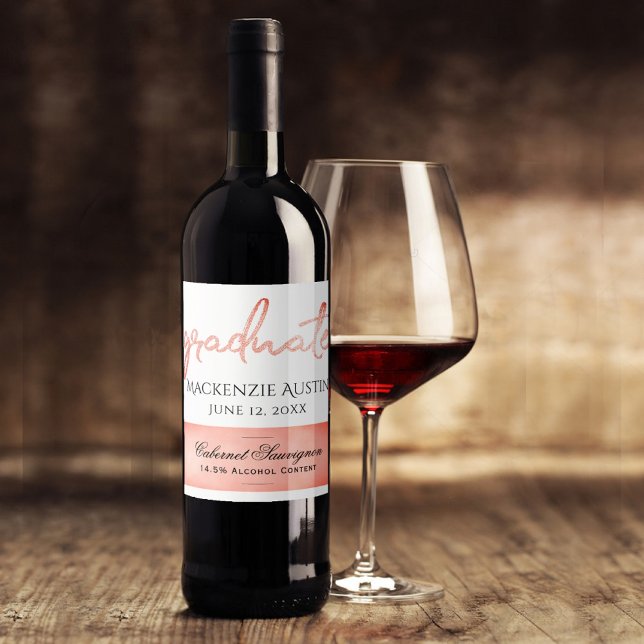 Graduate Coral Script | Hand-Lettering with Year Wine Label (Creator Uploaded)