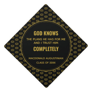 Graduate Custom GOD KNOWS THE PLANS Christian Graduation Cap Topper