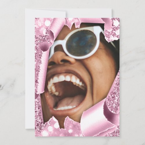 Graduate Custom Photo Party Pink Glitter Invitation