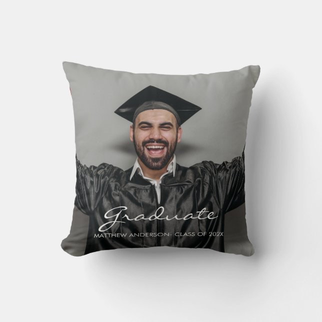 Graduate Custom Photo Throw Pillow (Front)