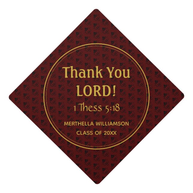 Graduate Custom THANK YOU LORD! Christian Graduation Cap Topper (Front)