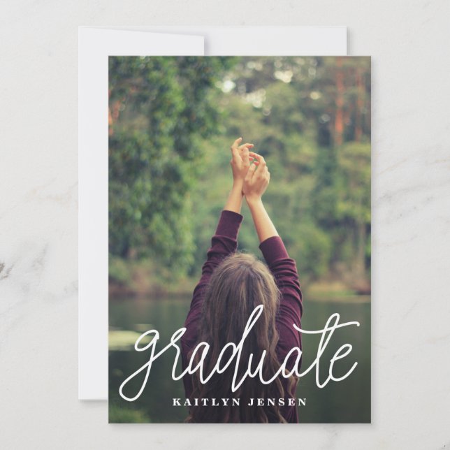 Graduate Cute Casual Typography Graduation Photo Invitation (Front)