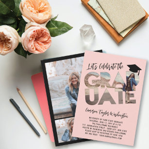 Graduate Cutout Photo Blush Pink Graduation Party Invitation