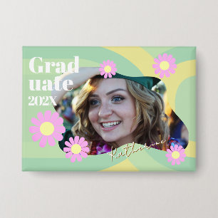 Graduate Daisy Photo Green Button