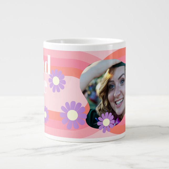 Graduate Daisy Photo Peach  Giant Coffee Mug (Front)