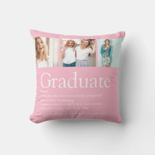 Graduate Definition 3 Photo Collage Girly Pink Fun Throw Pillow