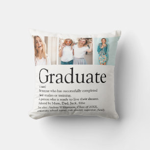 Graduate Definition 3 Photo Collage Modern Fun Throw Pillow