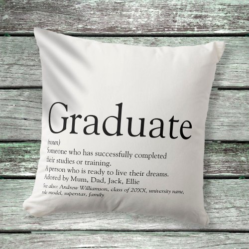 Graduate Definition Black and White Modern Fun Throw Pillow