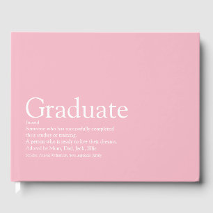 Graduate Definition Girly Pink Modern Guest Book