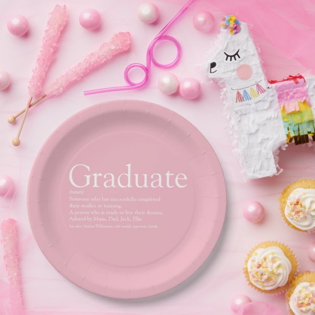 Graduate Definition Girly Pink Modern Paper Plates (Party)