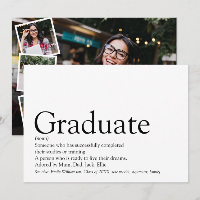 Graduate Definition Graduation Party 4 Photo Invitation (Front/Back)