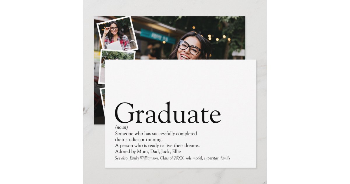 Graduate Definition Graduation Party 4 Photo Invitation Zazzle
