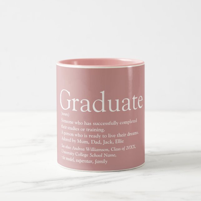 Graduate Definition Modern Dusty Rose Two-Tone Coffee Mug (Center)