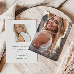 Graduate Delicate Script and Two Photos Announcement