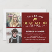 Graduate Double Celebration Graduation Party Photo Invitation (Front)