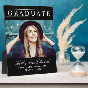 Graduate Elegant Black Photo Keepsake Plaque