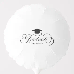 Graduate Elegant Black Script Typography Balloon
