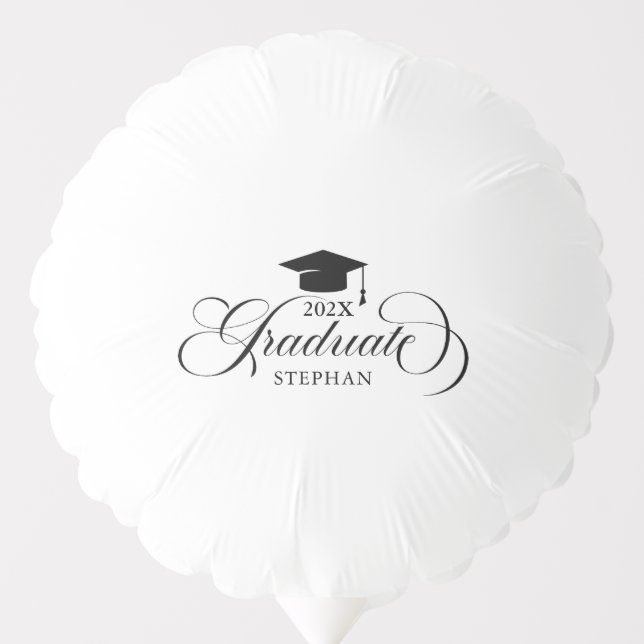 Graduate Elegant Black Script Typography Balloon (Front)