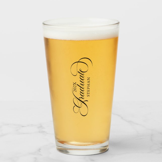 Graduate Elegant Black Script Typography  Glass (Front Filled)