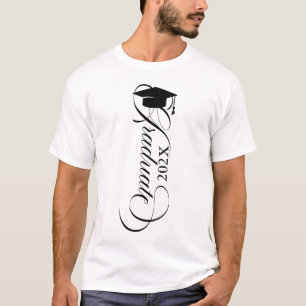 Graduate Elegant Black Script Typography T-Shirt