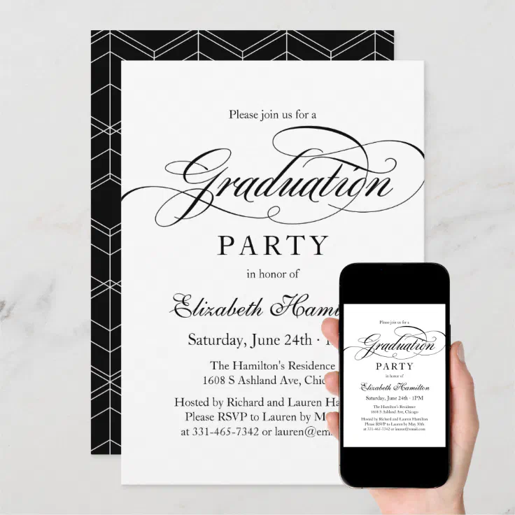 Graduate Elegant Calligraphy Graduation Party Invitation Zazzle