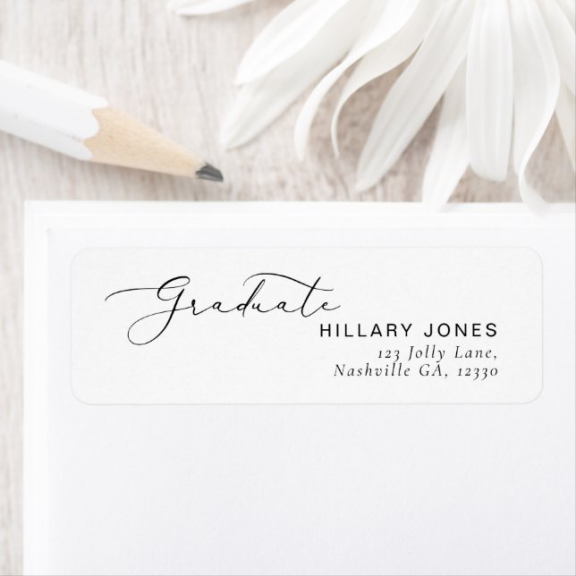 Graduate Elegant Calligraphy Return Address Label (Insitu)
